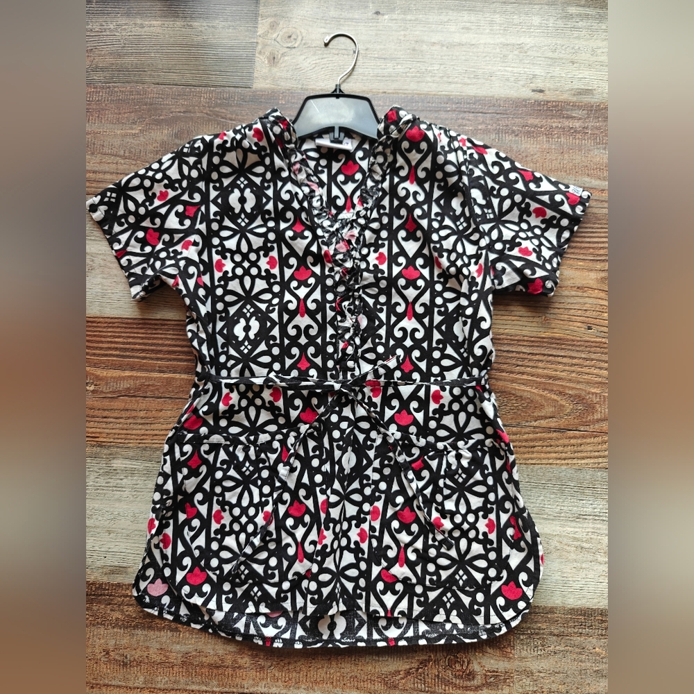 Christmassy Black and White Patterned Scrub